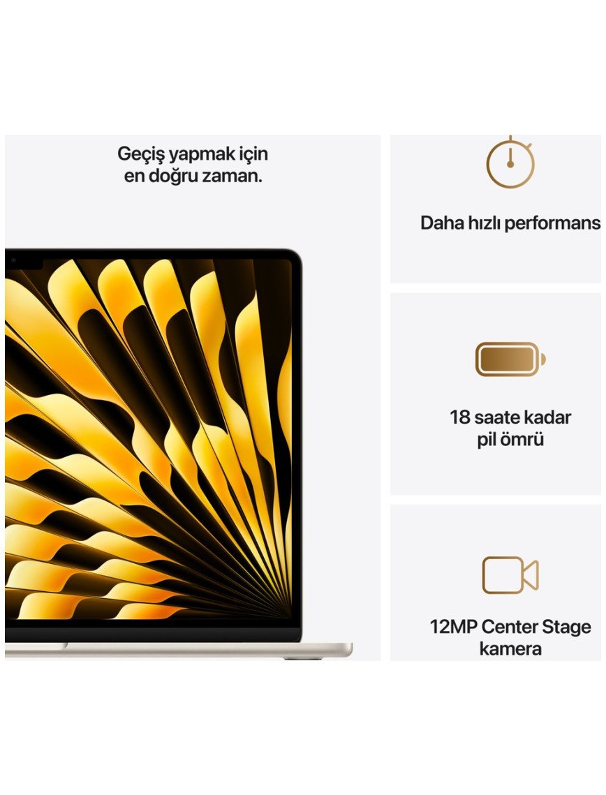 Apple MacBook Air M4 24GB 512GB SSD macOS 15" Taşınabilir Bilgisayar Yıldız Işığı MC6K4TU/A